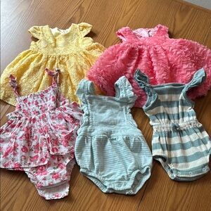 0-3 Months Colorful Baby Dress & Romper Bundle